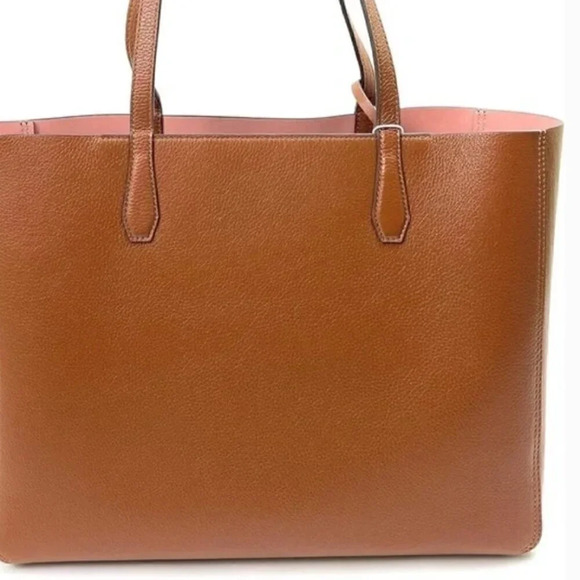 NEW Tory Burch tote bag brown tan leather open style gold-tone hardware NWT - Picture 4 of 6